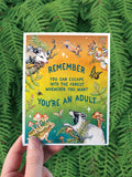 Feral Forest Escape - Greeting Card - Raccoon Frog Opossum