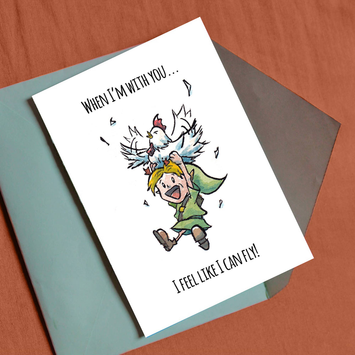 "I Can Fly" - Elf Hero Birthday Valentine Card for Gamer