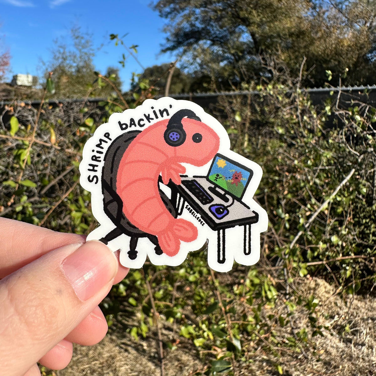 Shrimp Backin' | Gamer | Weatherproof Sticker