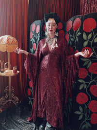 Blood Moon Sequin V-Neck Kaftan Gown