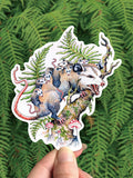 Opossum Queen - Vinyl Sticker - PNW Nature Mushroom Animal
