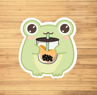 Frog With Boba Tea Sticker