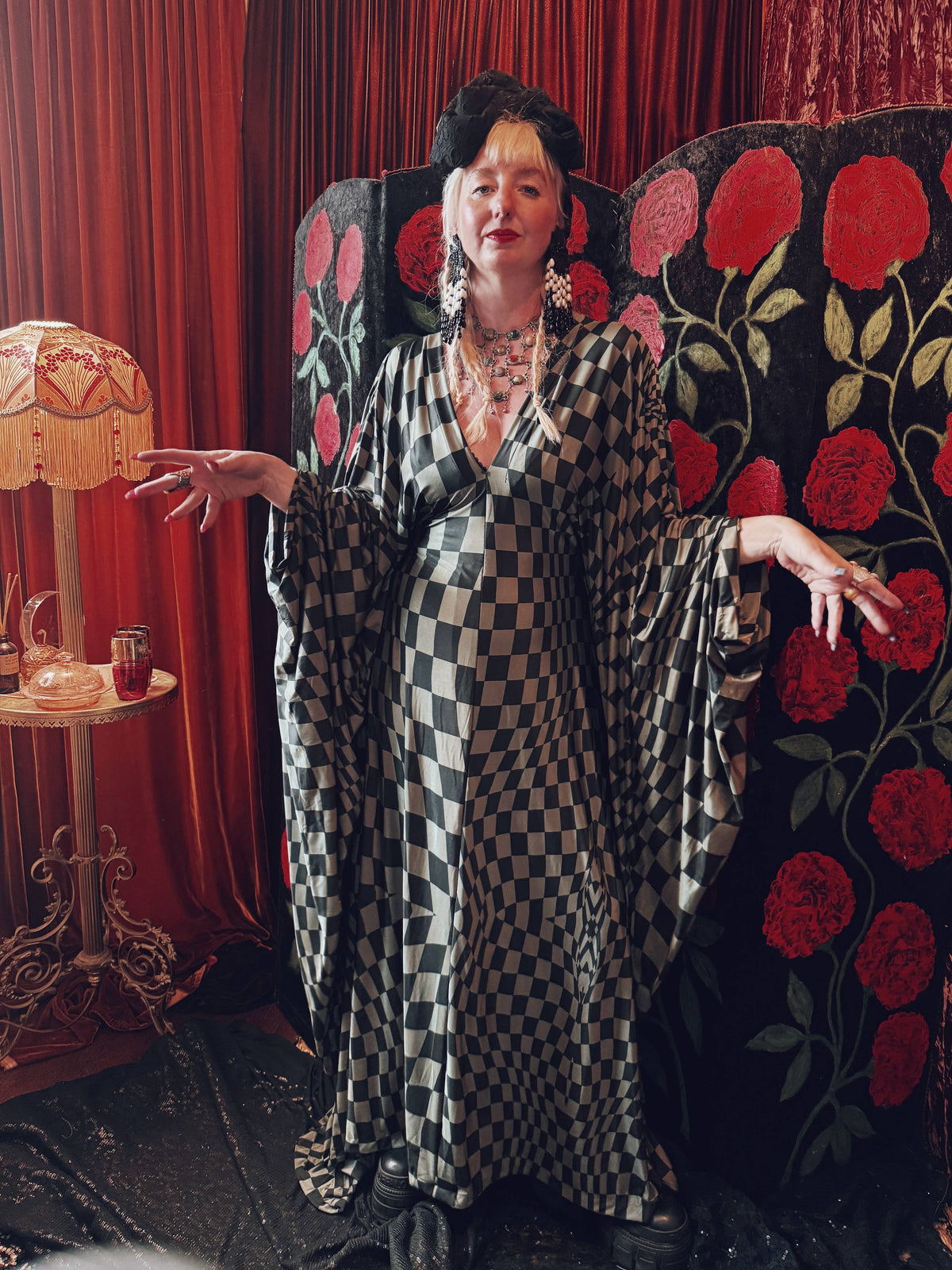 Lunar Labyrinth Slinky V-Neck Kaftan Robe