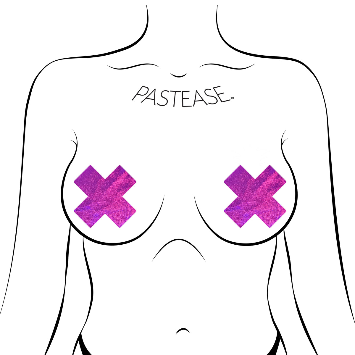 Plus X: Pink Holographic Cross Nipple Pasties by Pastease®