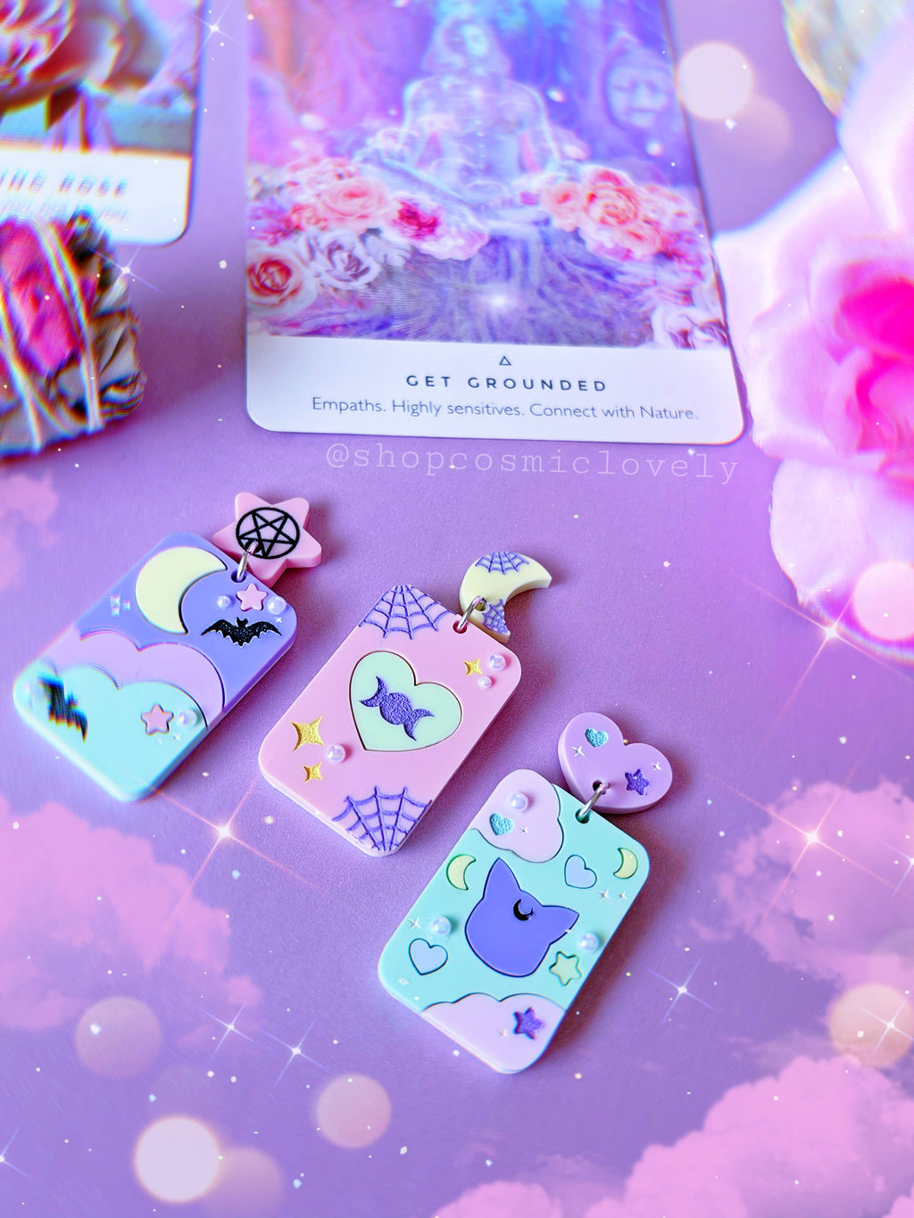 Kawaii Halloween Tarot Card Earrings