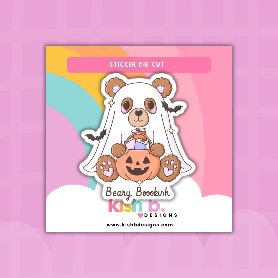 Beary Bookish Ghost Bear  | Sticker Die Cut