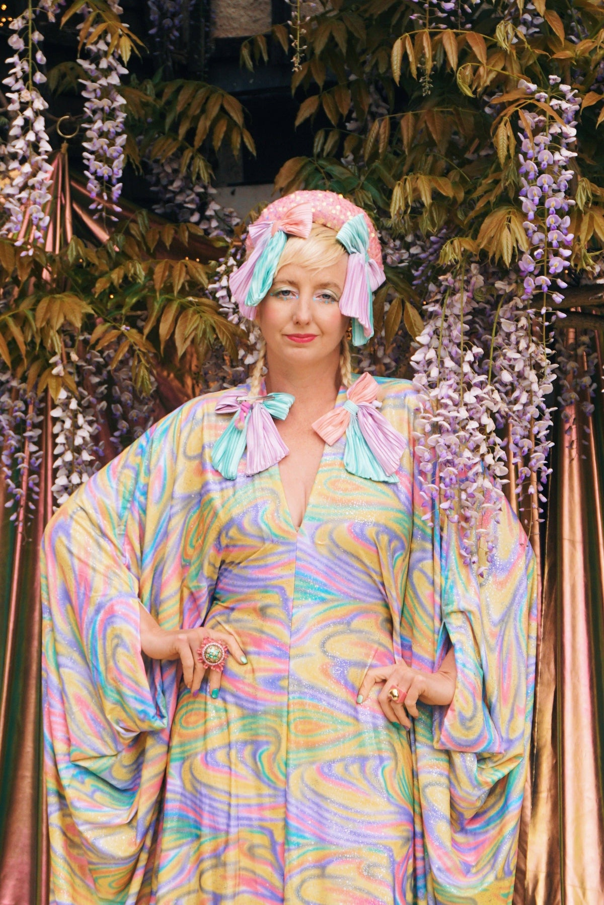 Psychedelic Dream Print V-Neck Kaftan Gown