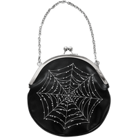 Spiderweb Convertible Clasp Handbag in Black