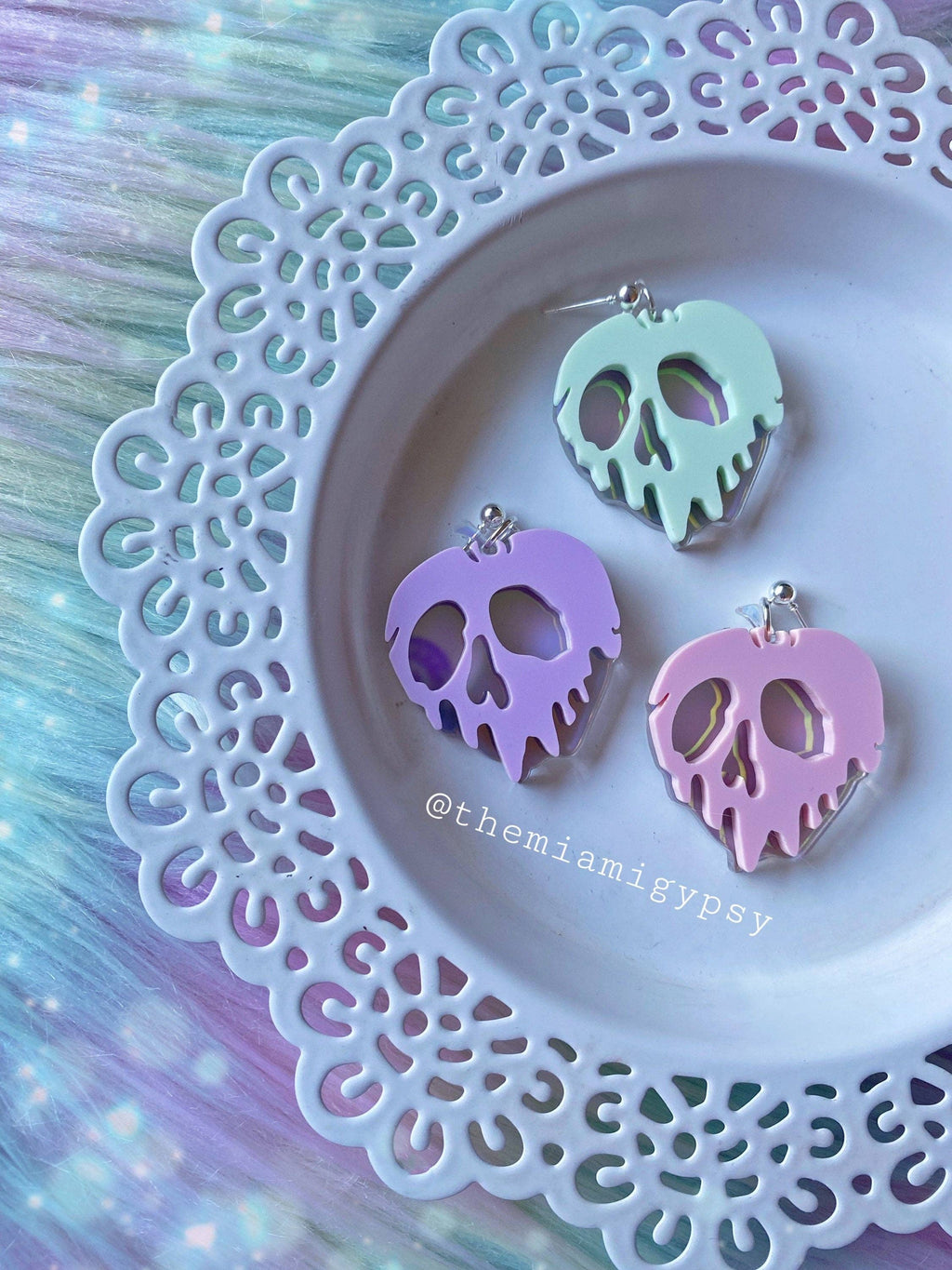 Iridescent Poison Apple Earrings