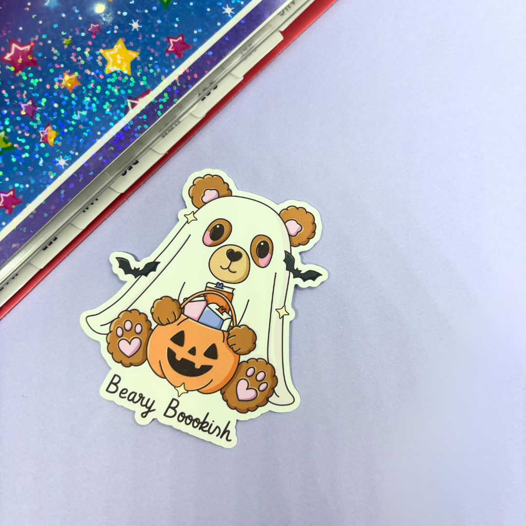 Beary Bookish Ghost Bear  | Sticker Die Cut