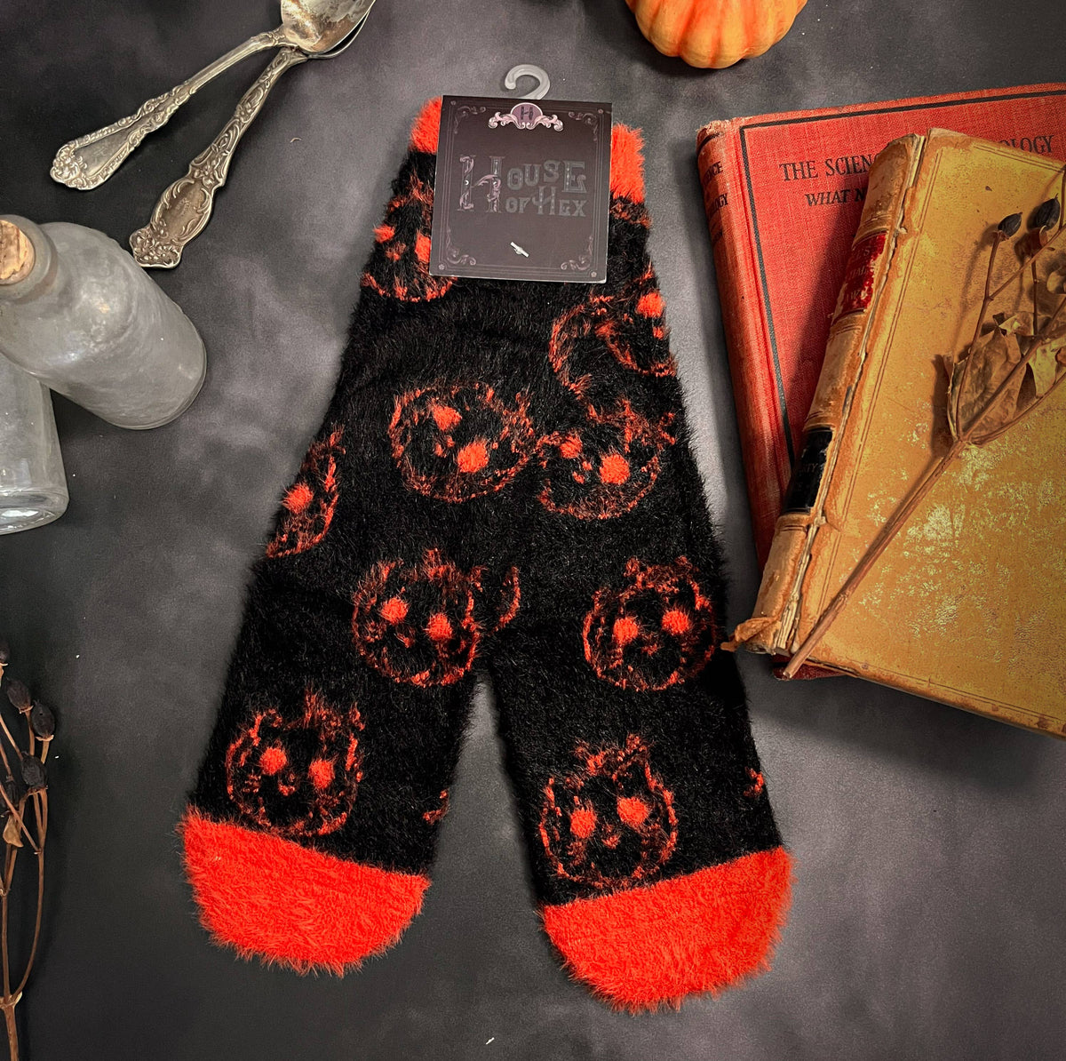 Fuzzy Pumpkin Cat Socks | Silky soft | Halloween