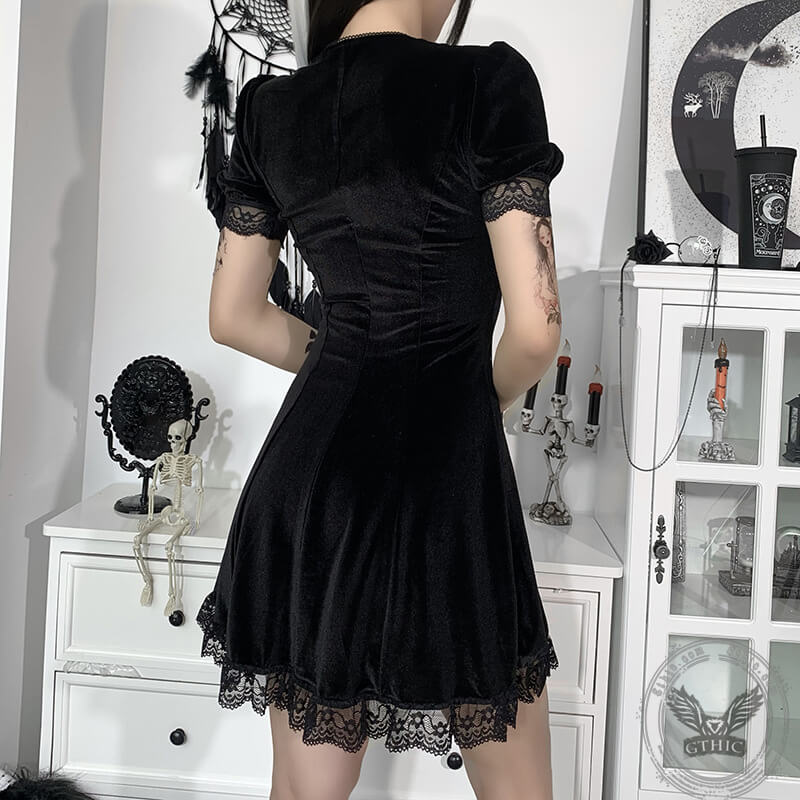 Gothic A Line Polyester Mini Dress