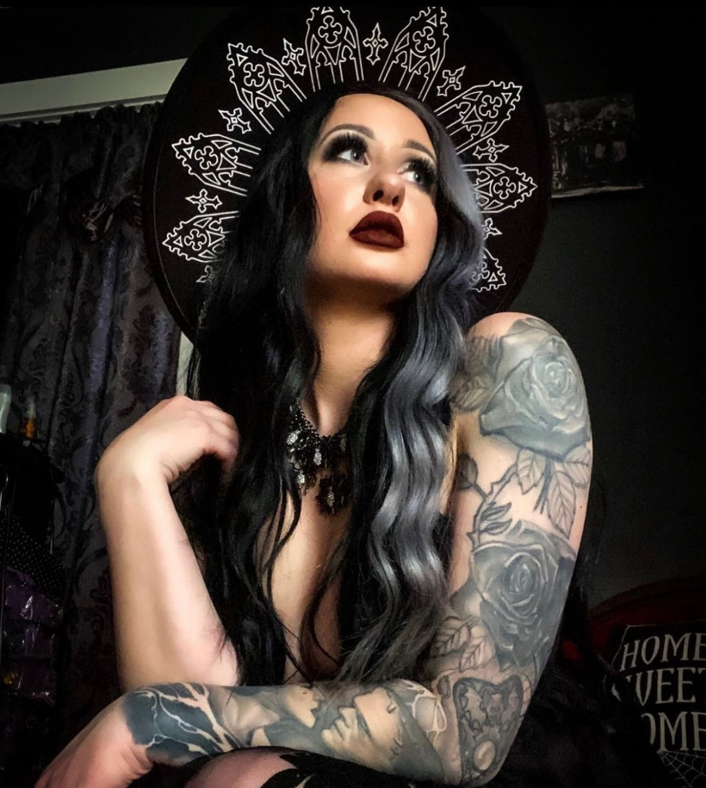 Vegan Felt Wide Brim Hat - XL Brim - "Wrought Iron Crown" - WITCHWOOD X WITCHVOID