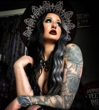 Vegan Felt Wide Brim Hat - XL Brim - "Wrought Iron Crown" - WITCHWOOD X WITCHVOID