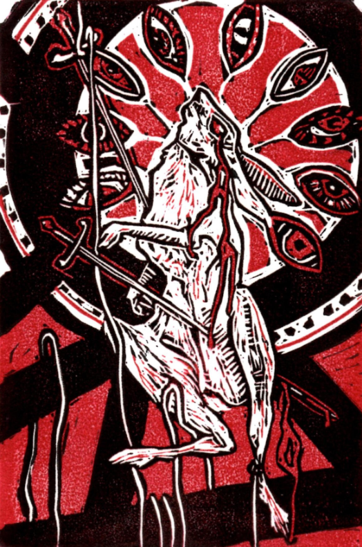 “I think I left the stove on... ” Lino Cut Print