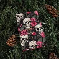 Pink Flowers and Skulls Gift Wrap
