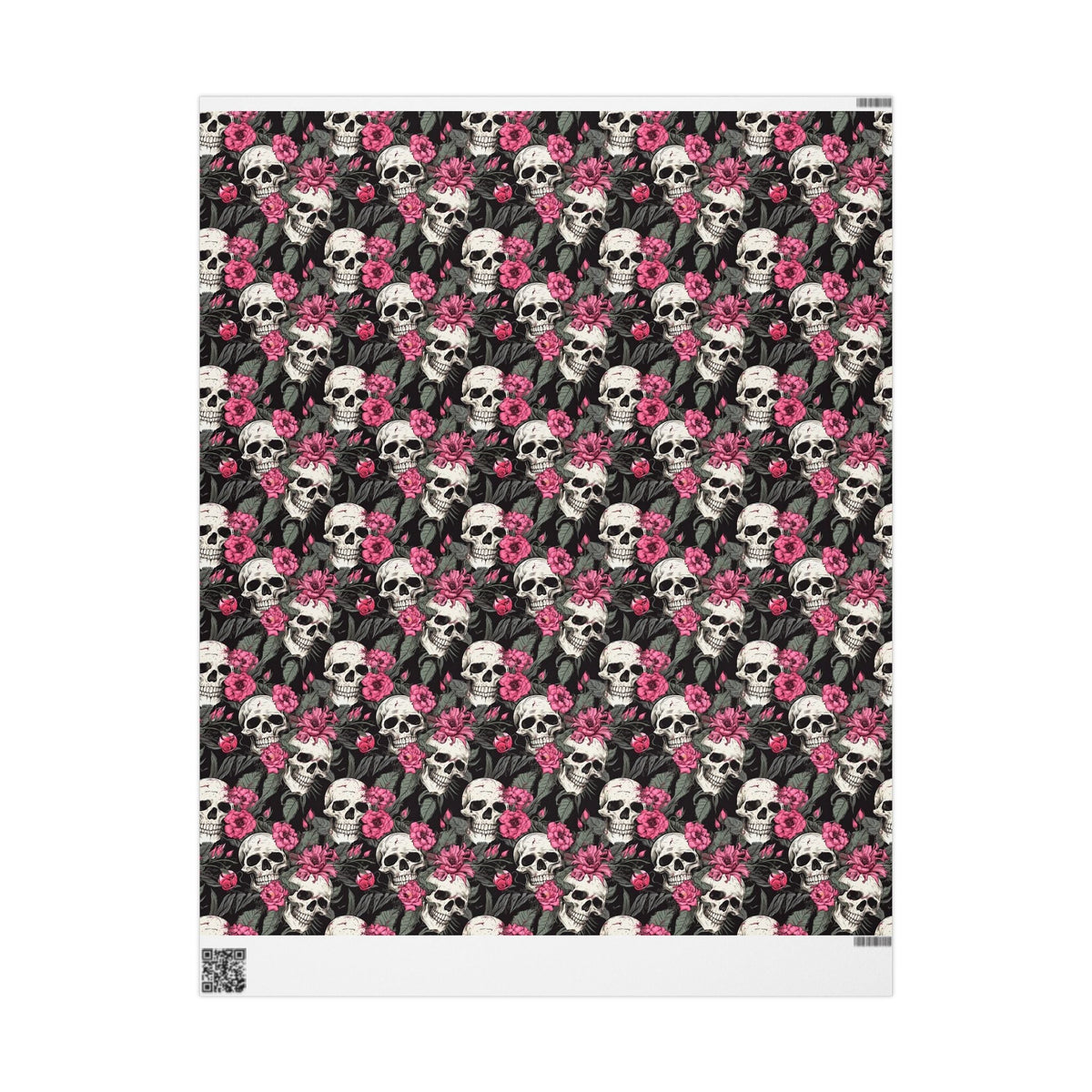 Pink Flowers and Skulls Gift Wrap