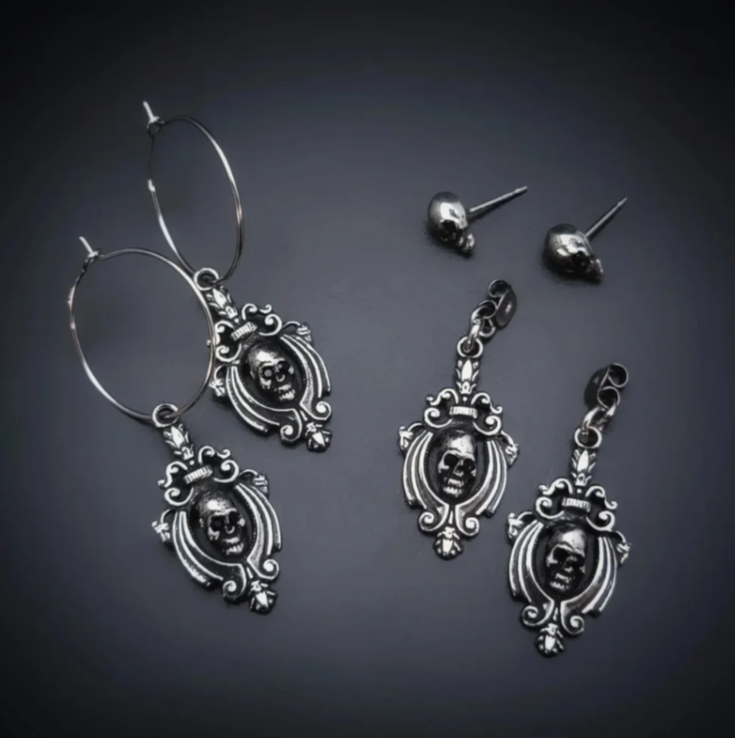 Goth Micro Skull Earrings