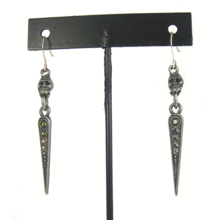 Micro Skull with Pave Spike Ear Wires