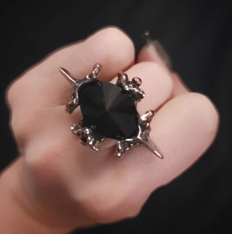 Crystal snake vertebrae ring Tanzanite