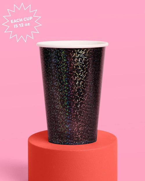 Black Shimmer Cups - 50 paper cups