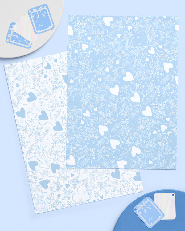 Something Blue Wrapping Paper Set - 12 sheets + 16 tags