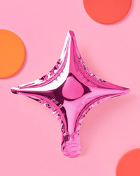 Pink Sparkle Balloon - 6 pc silver foil set