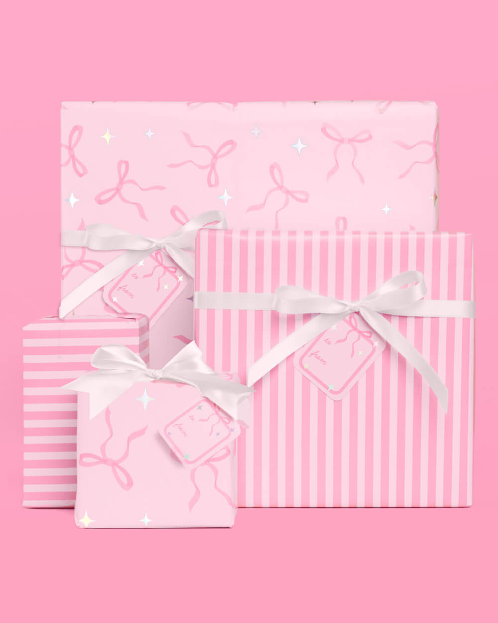 Pretty in Pink Wrapping Paper - 12 sheets + 16 tags