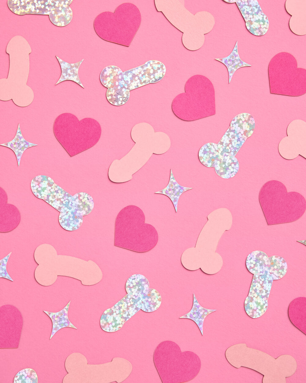 Penis Confetti - 200 pc pink + holographic confetti