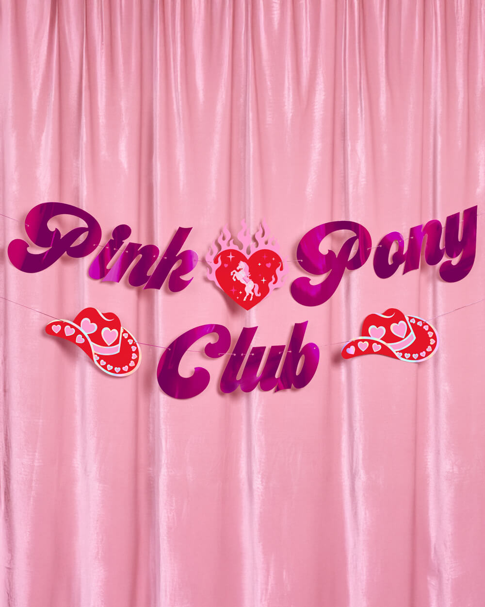 Pink Pony Club Banner - pink foil banner