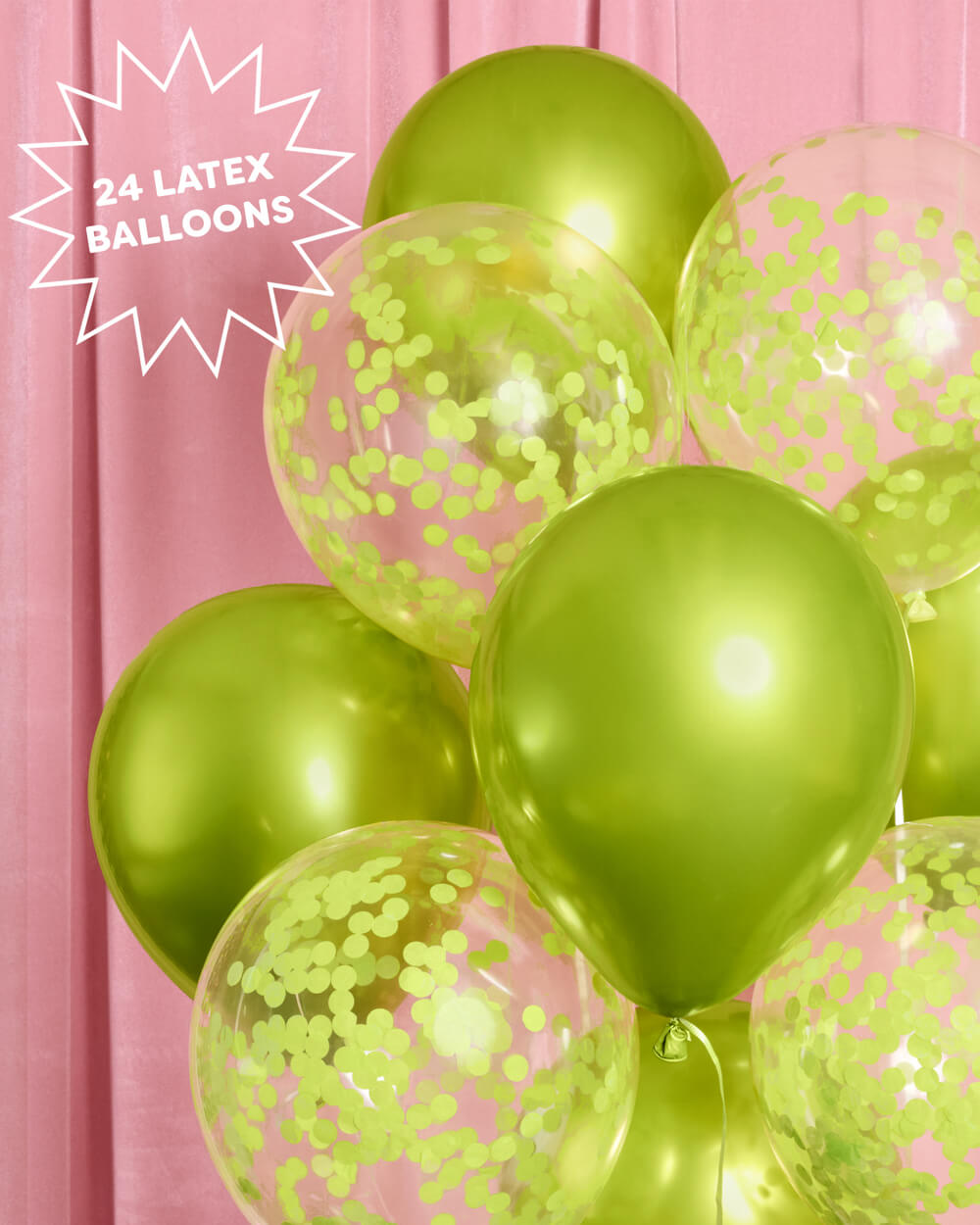 Lime Green Balloon Pack - 24 latex balloons