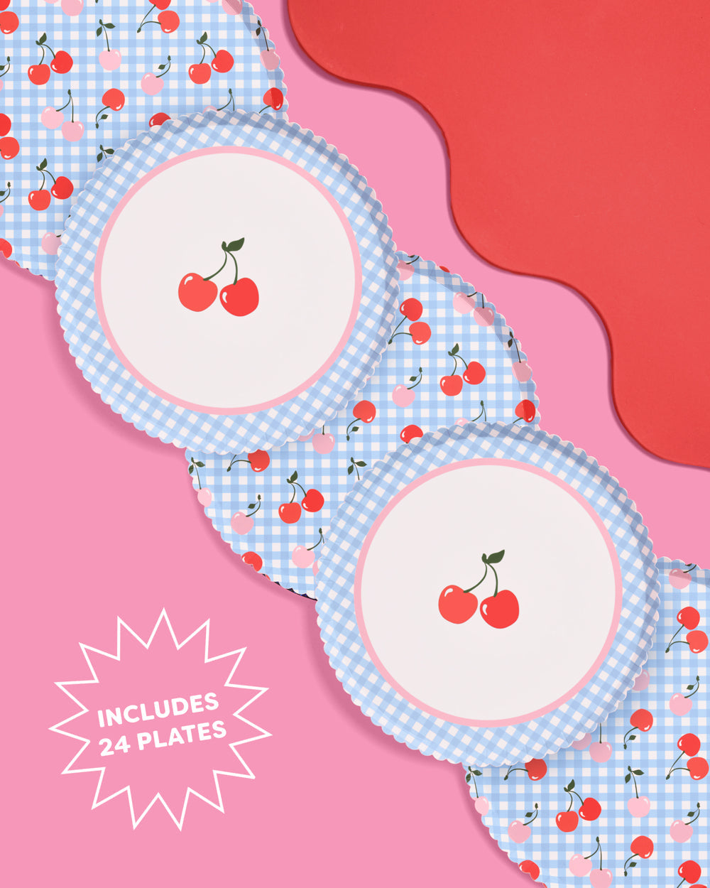 Cherry Tableware Bundle - paper plates, cups + napkins