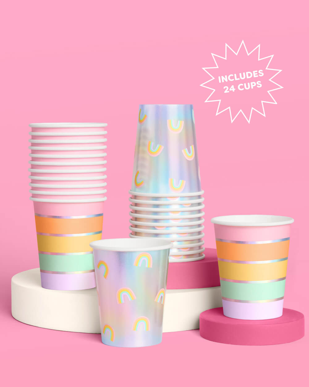 Rainbow Cups - 24 paper cups