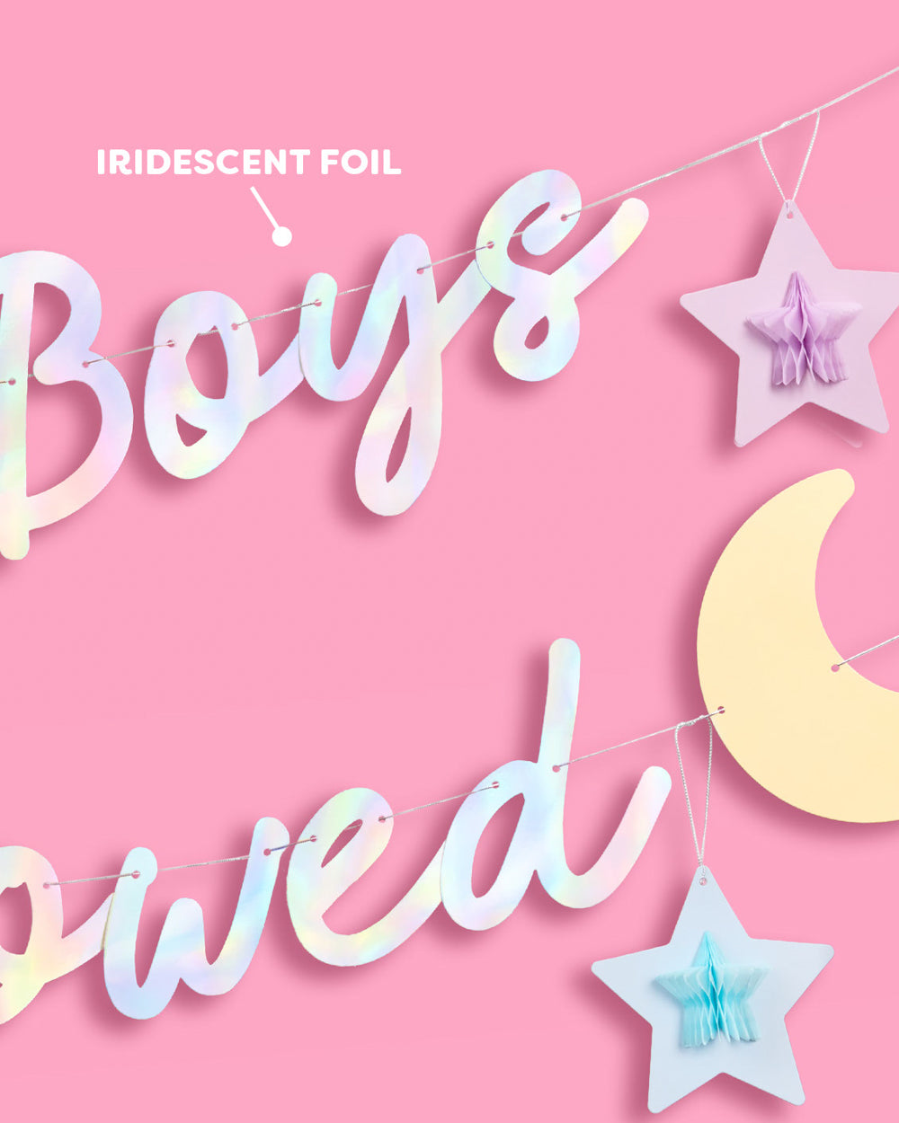 No Boys Allowed Banner - iridescent foil banner