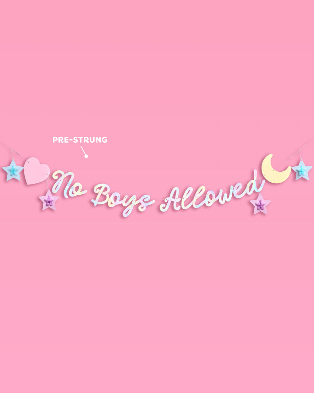 No Boys Allowed Banner - iridescent foil banner