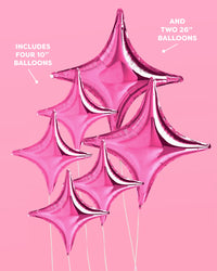 Pink Sparkle Balloon - 6 pc silver foil set