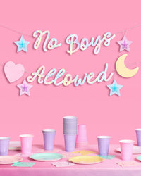 No Boys Allowed Banner - iridescent foil banner