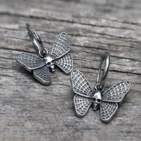 Vintage Butterfly Skull Stainless Steel Hoop Earrings