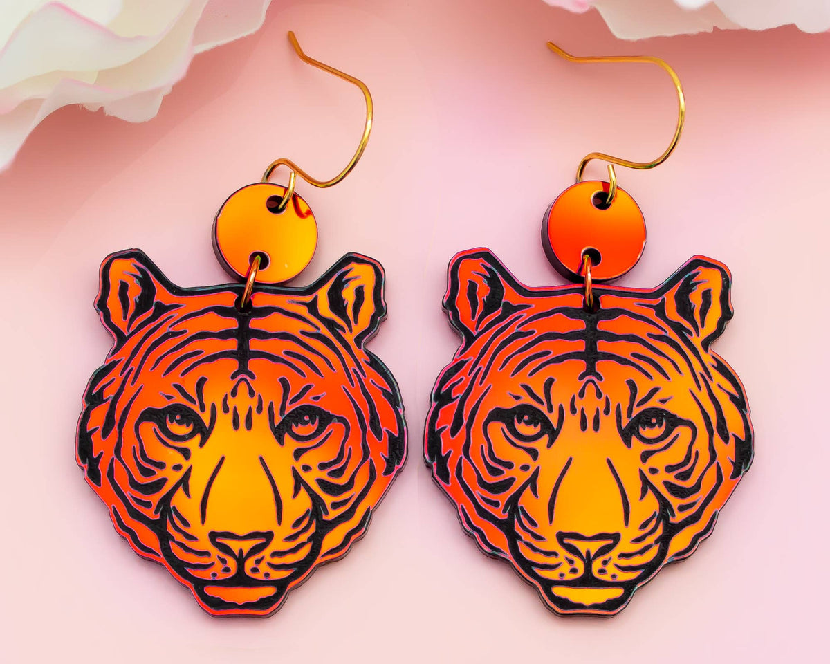 Tiger Holographic Acrylic Earring Dangles