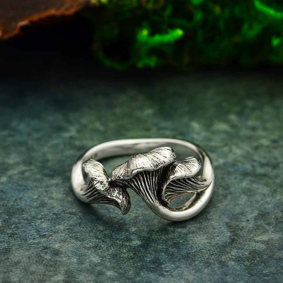 Sterling Silver Chanterelle Mushroom Ring
