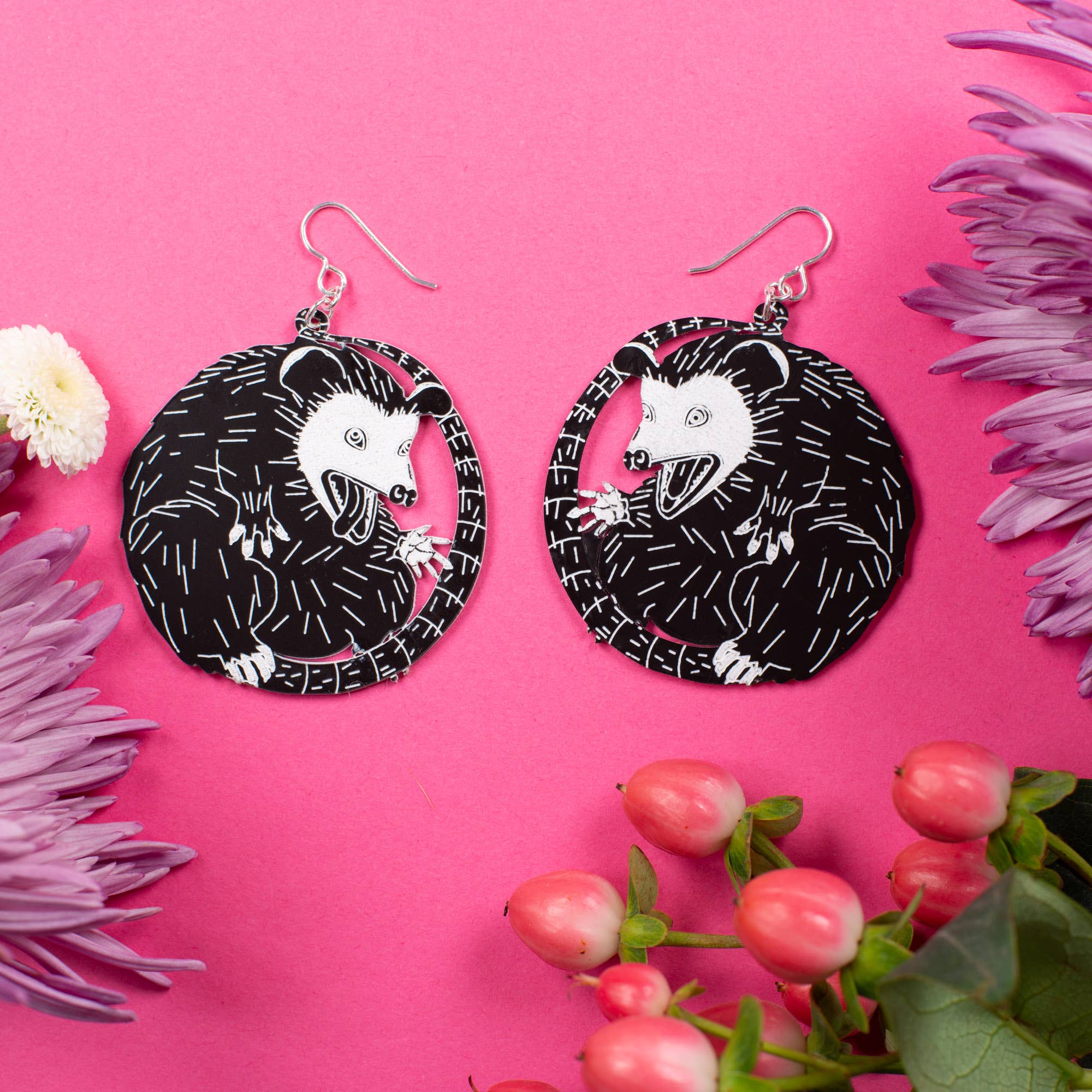 Black Possum Earrings - Small