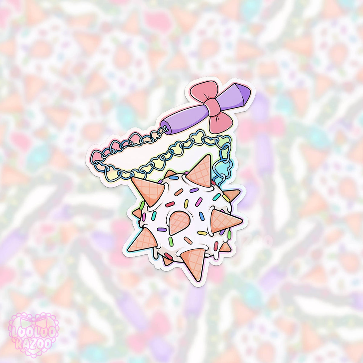 Holographic Kawaii Icecream Gamer Girl Pastel Vinyl Sticker