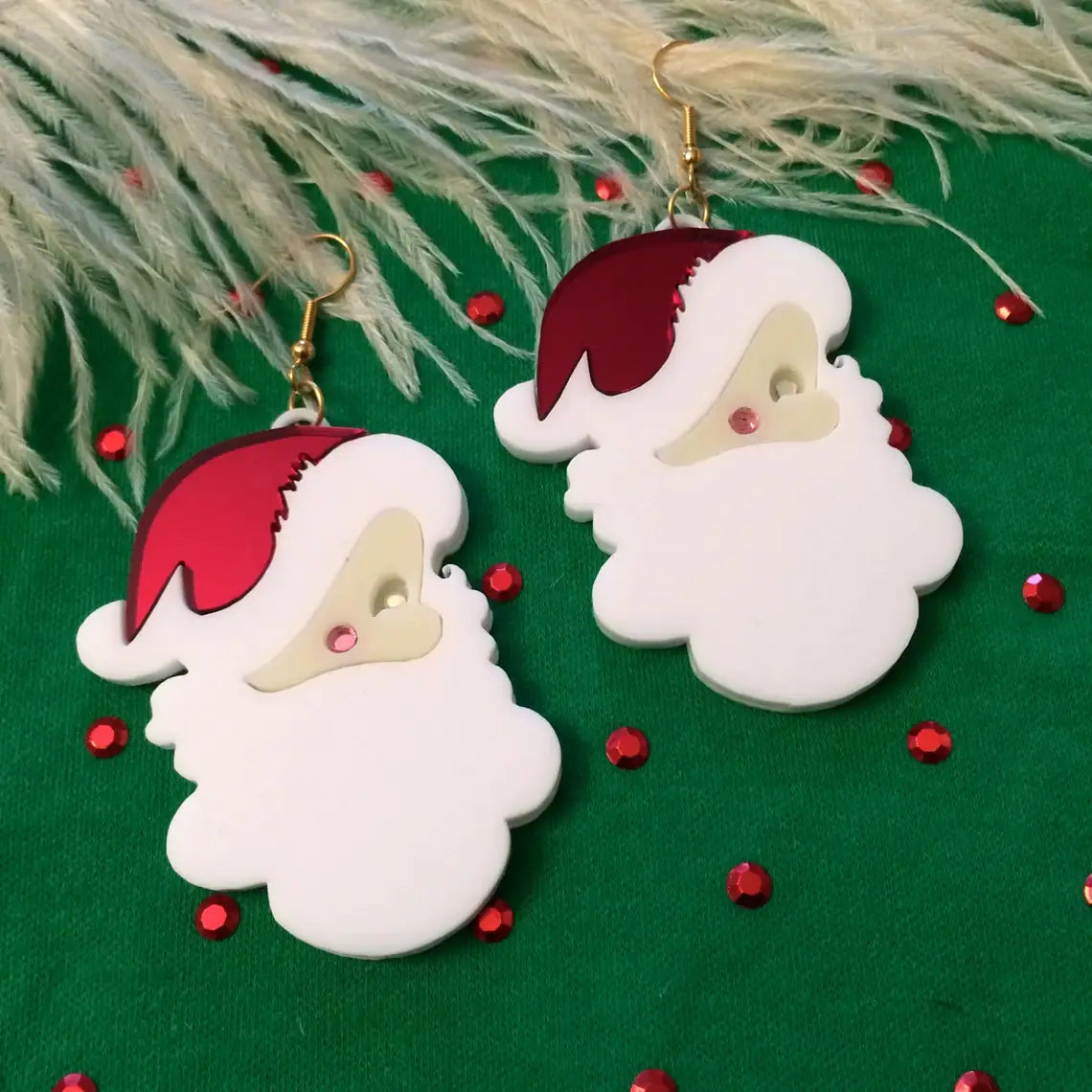 Christmas Jolly Santa Laser Cut Acrylic Earrings