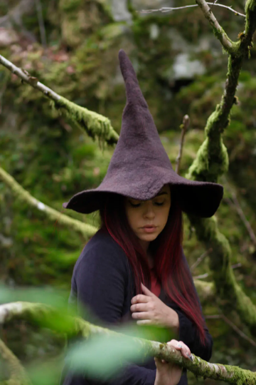 The 'Luridan' Earthy Felted Hooded Scarf Wizard Witch Hat Pixie