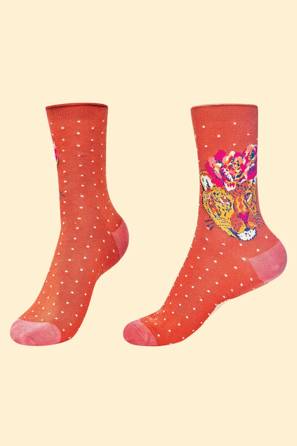 Sassy Leopard Ankle Socks - Terracotta