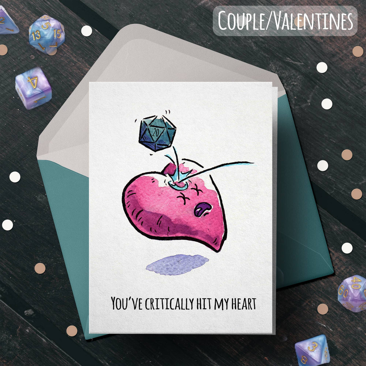 "Critical Hit" - D&D Valentines, Love, Anniversary Card