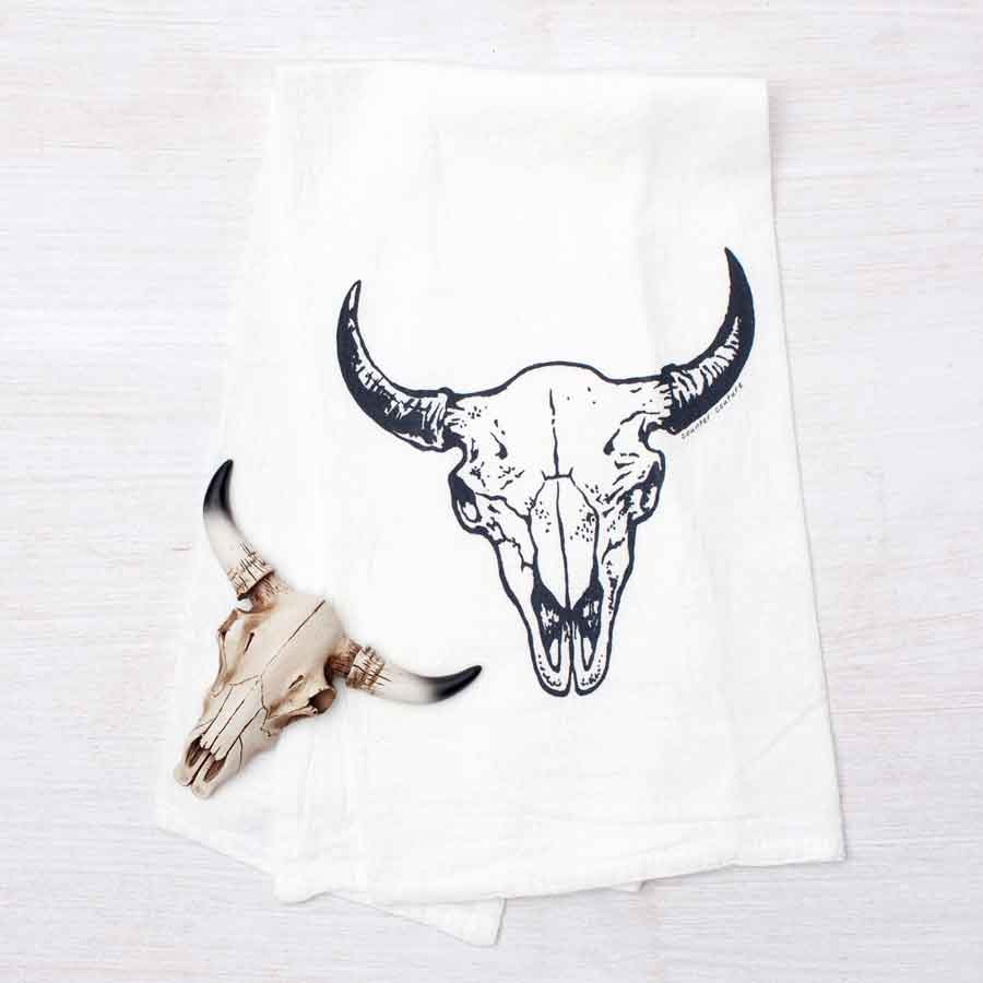 Buffalo Skull Tea Towel