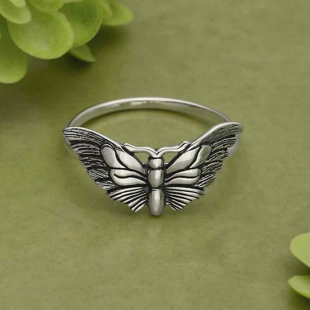 Sterling Silver Moth Ring SZ 5
