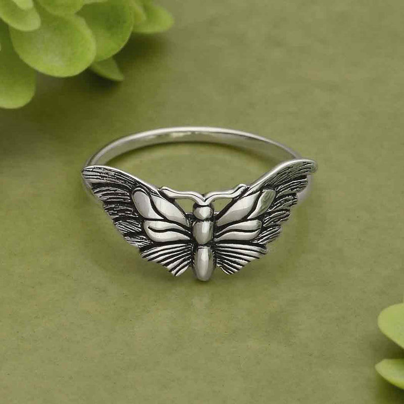 Sterling Silver Moth Ring SZ 7