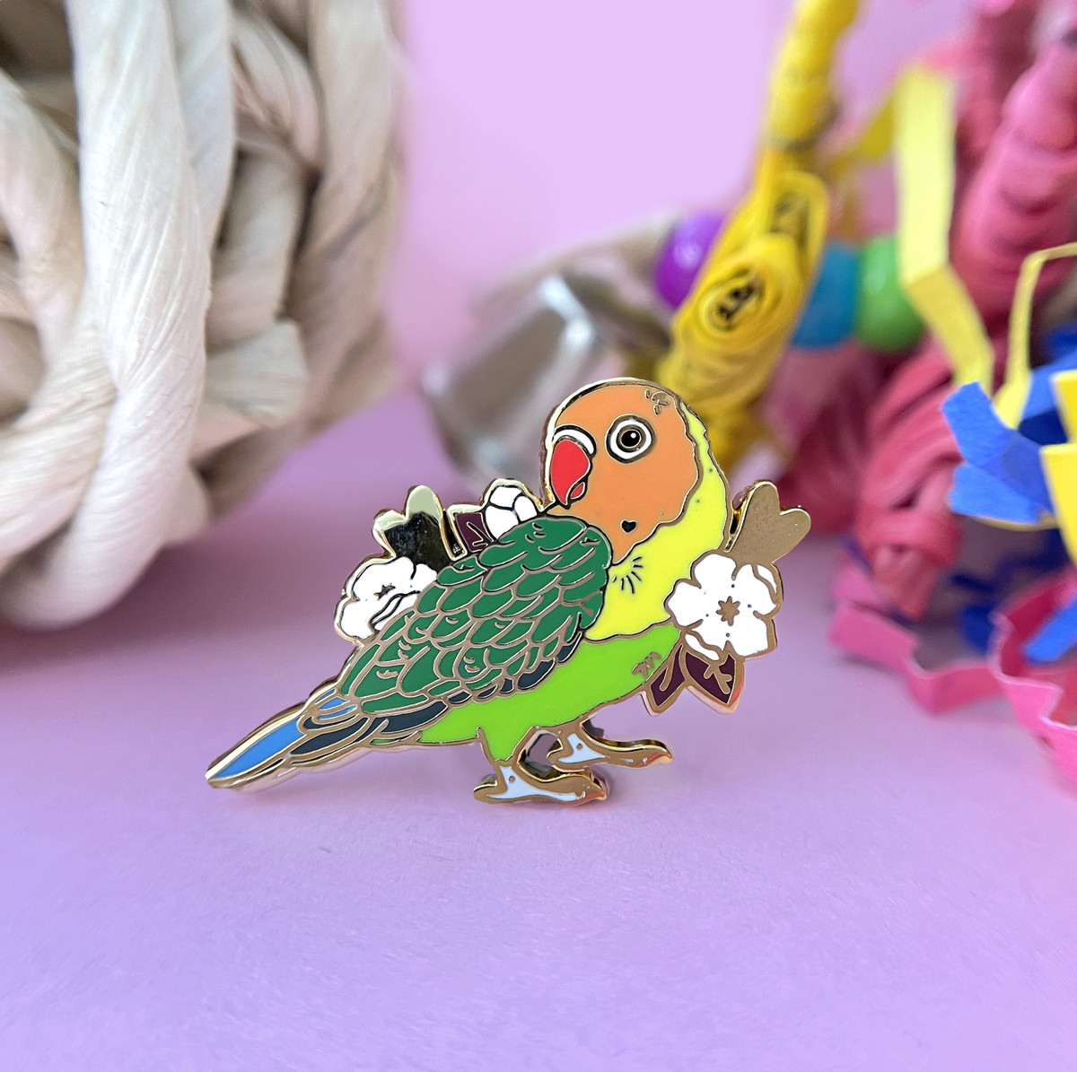 Rainbow Lovebird Enamel Pin